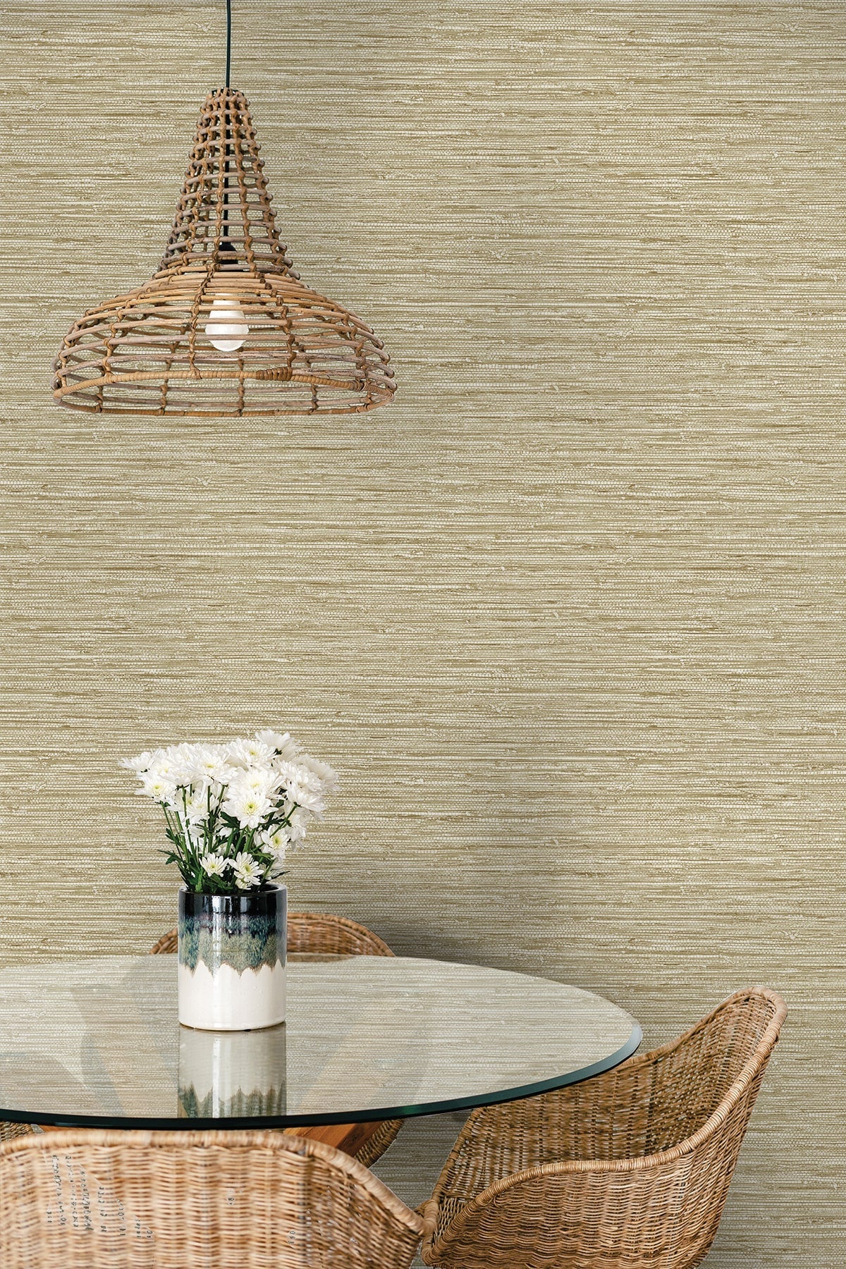 Summer House Isla Faux Jute Embossed Vinyl Unpasted Wallpaper