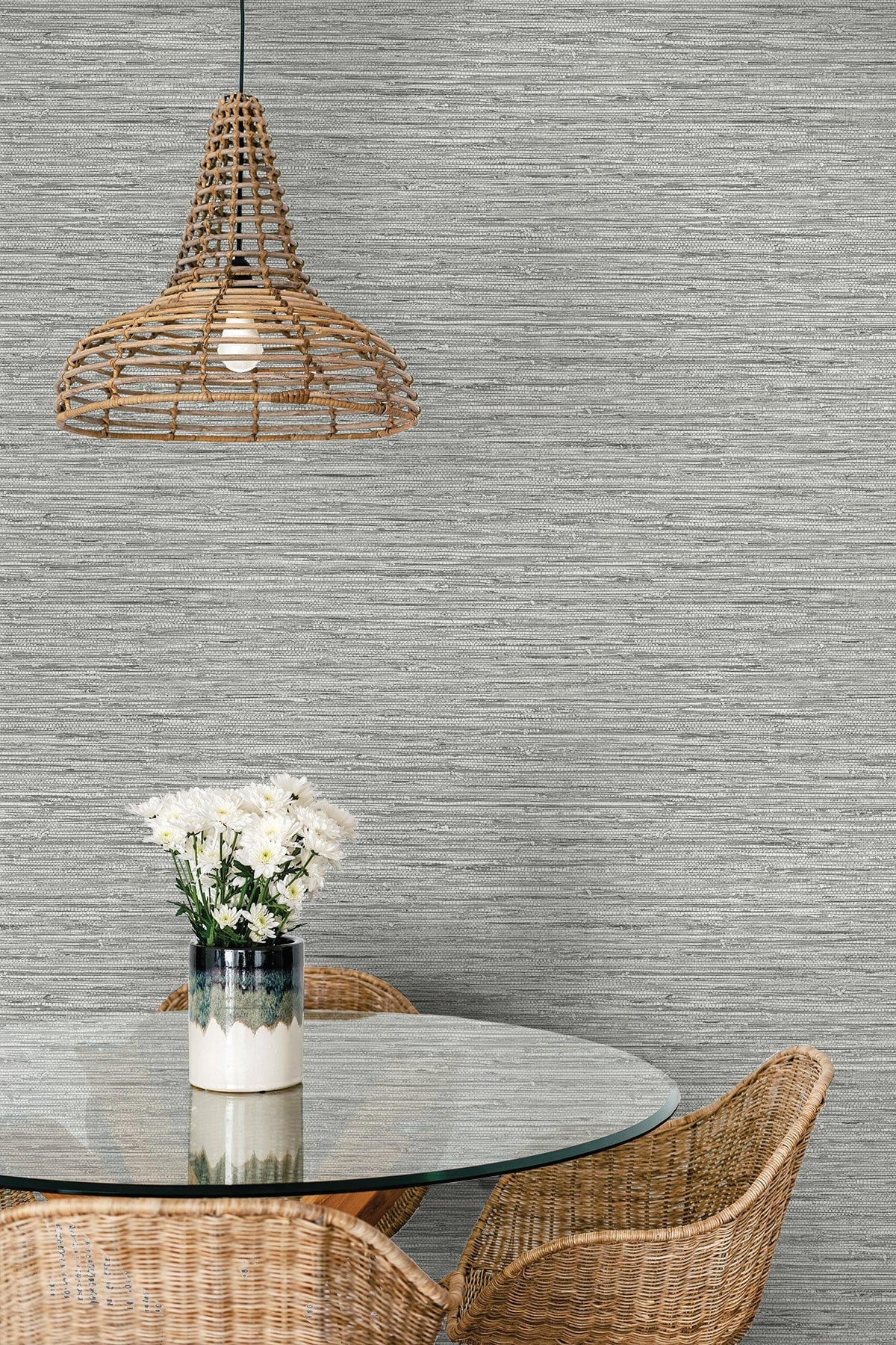 Summer House Isla Faux Jute Embossed Vinyl Unpasted Wallpaper