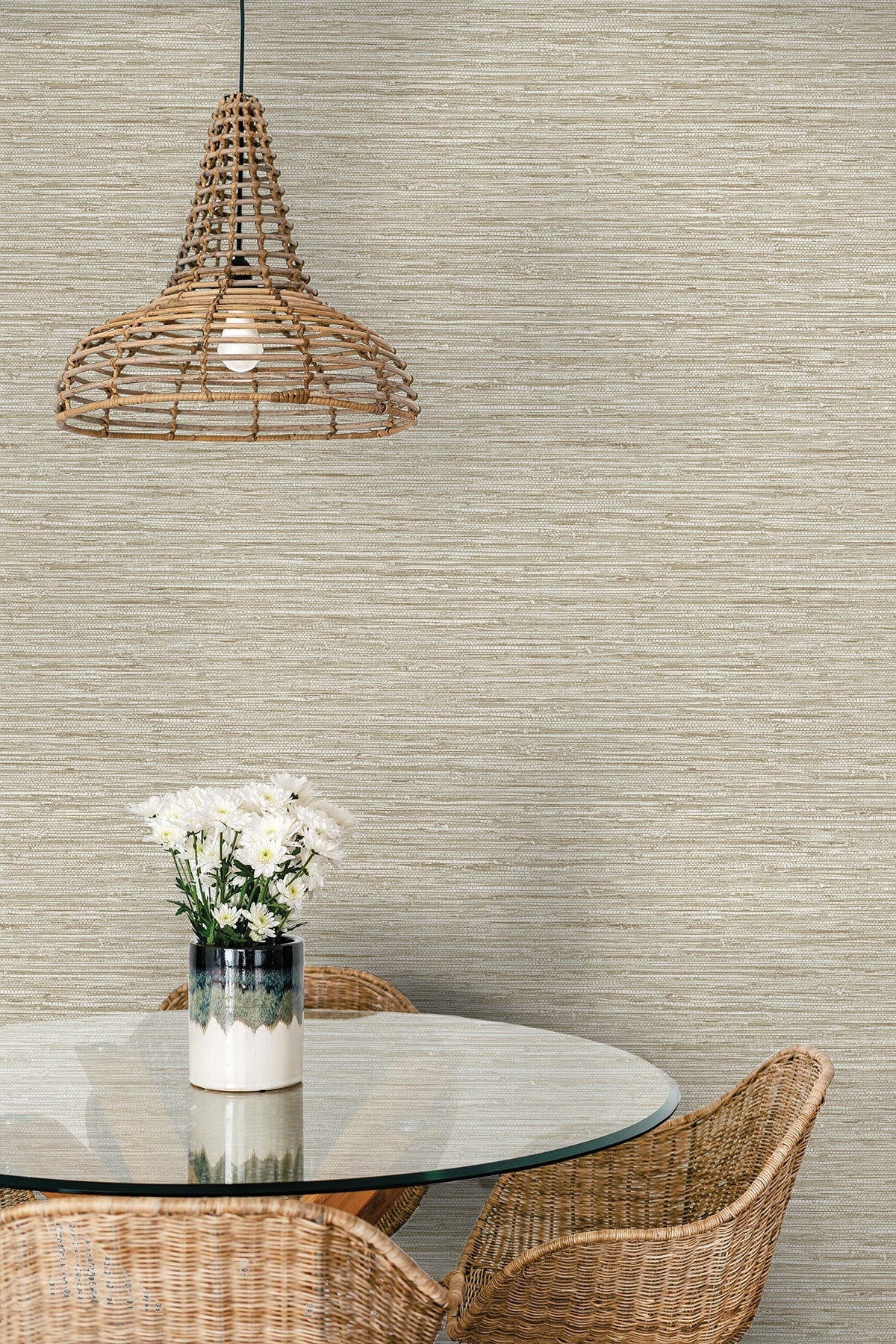 Summer House Isla Faux Jute Embossed Vinyl Unpasted Wallpaper