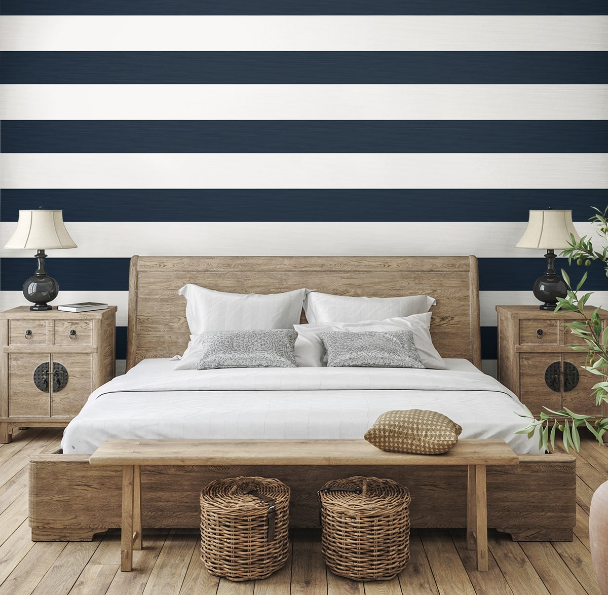Summer House Dylan Striped Stringcloth Unpasted Wallpaper