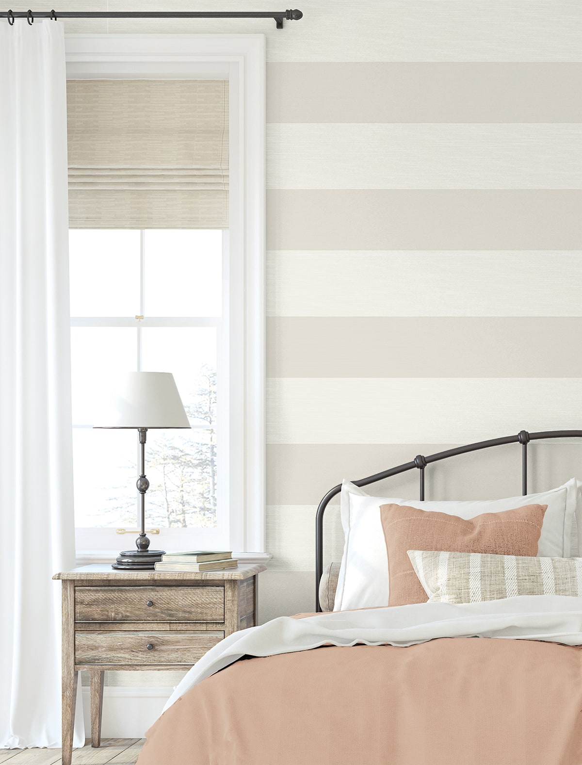 Summer House Dylan Striped Stringcloth Unpasted Wallpaper