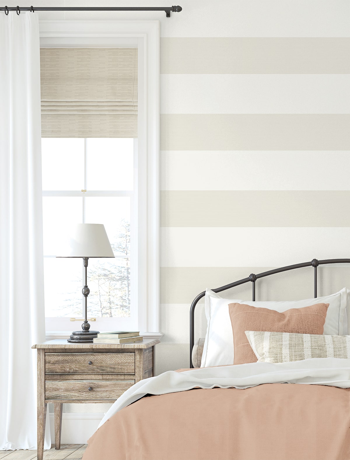 Summer House Dylan Striped Stringcloth Unpasted Wallpaper