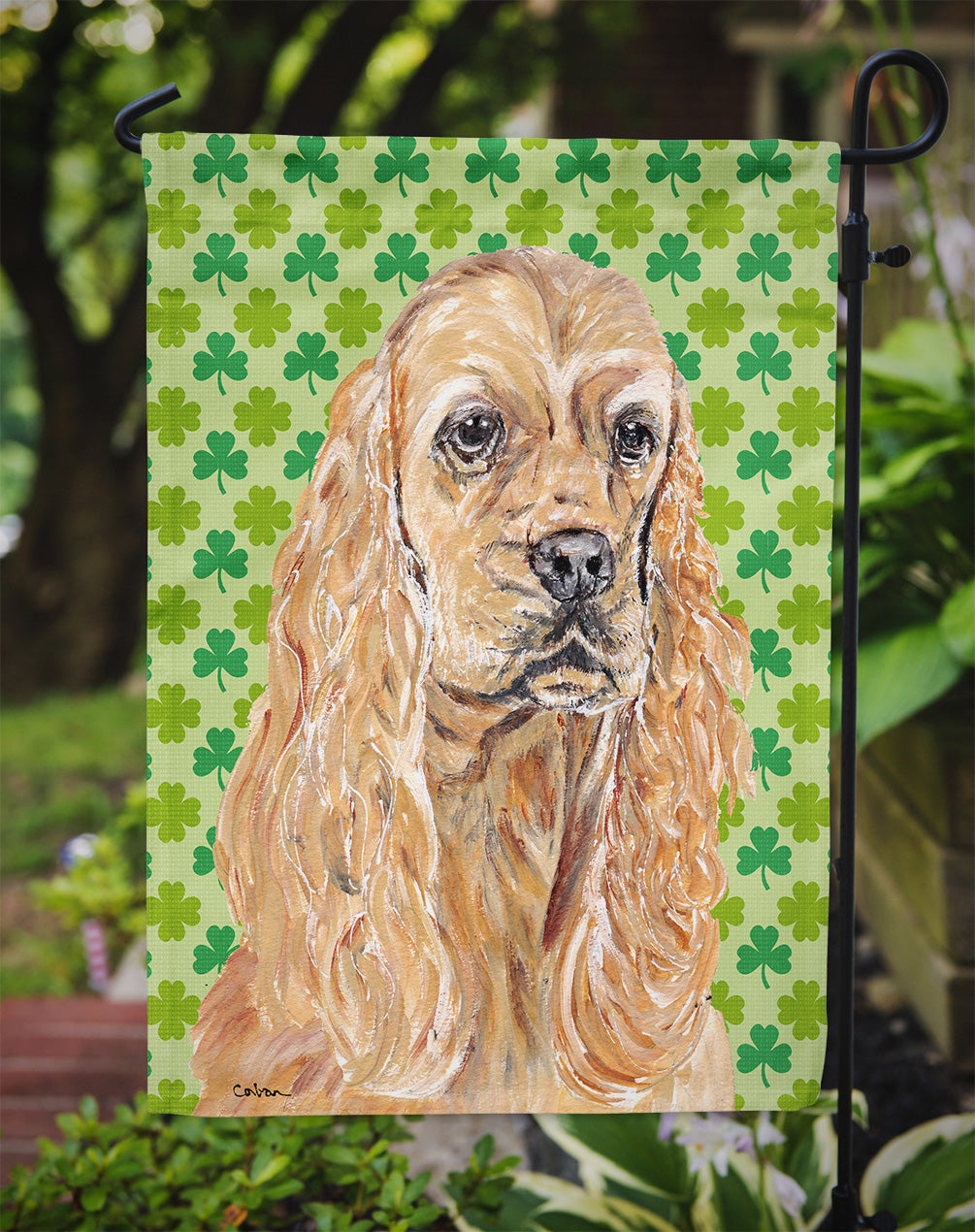 Cocker Spaniel St Patrick's Irish Garden Flag