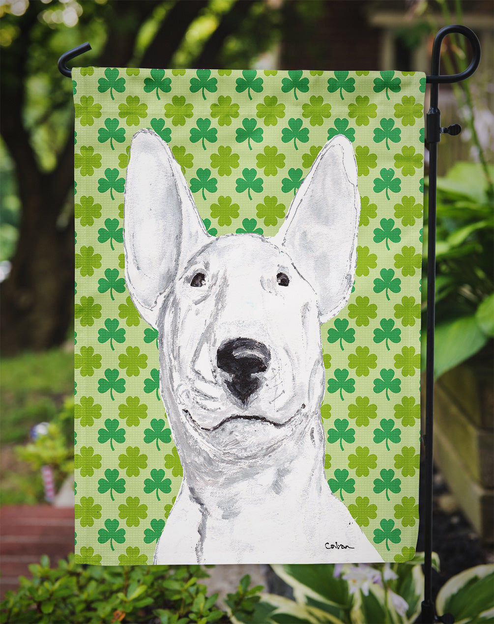 Bull Terrier St Patrick's Irish Garden Flag