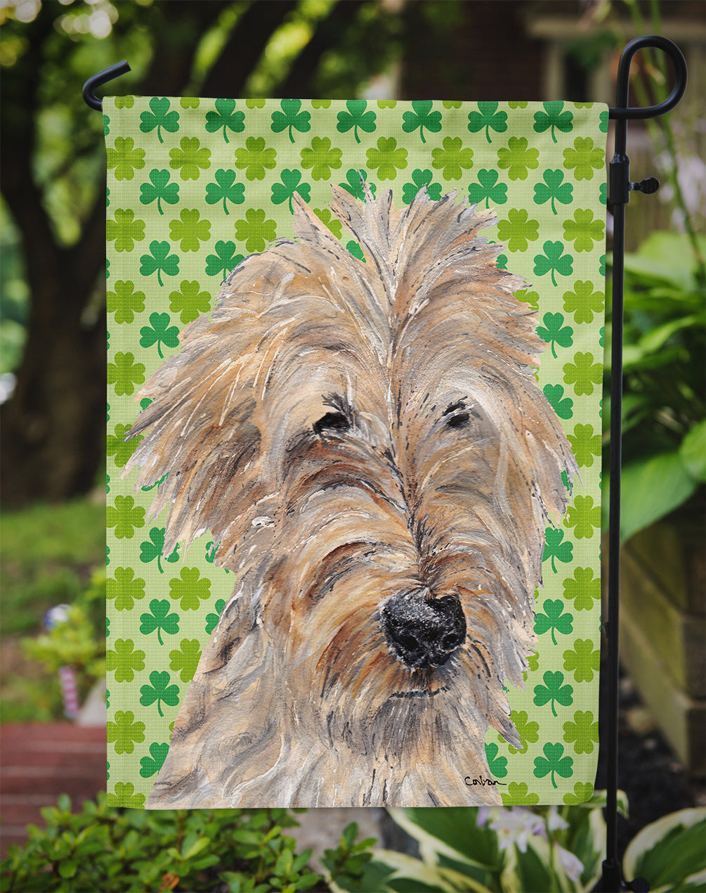 Goldendoodle St Patrick's Irish Garden Flag