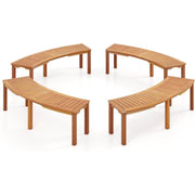 Set of 4 - Outdoor, Curved Backless Garden Bench