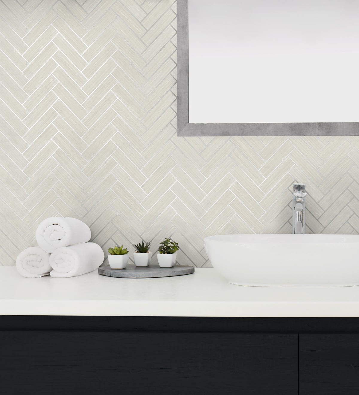 Herringbone Inlay Peel and Stick Removable Wallpaper