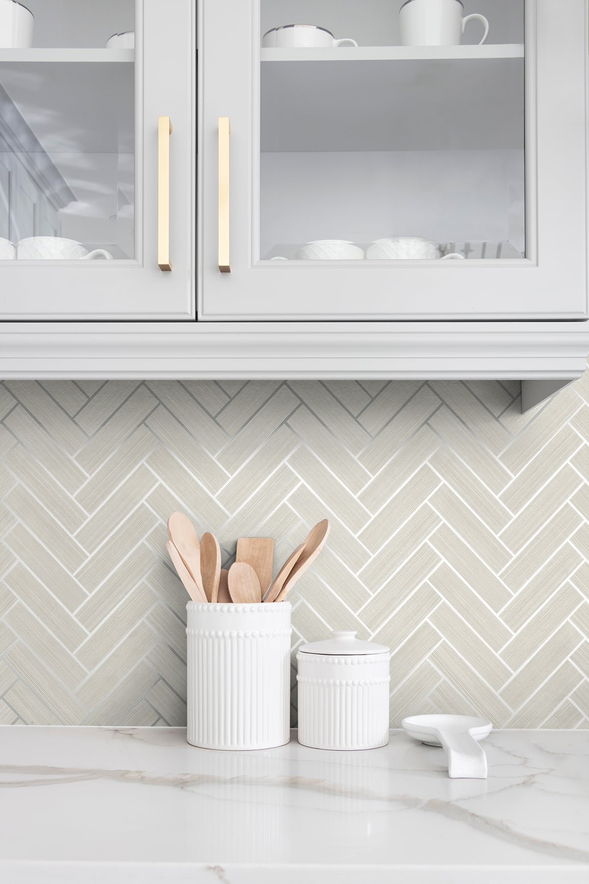 Herringbone Inlay Peel and Stick Removable Wallpaper