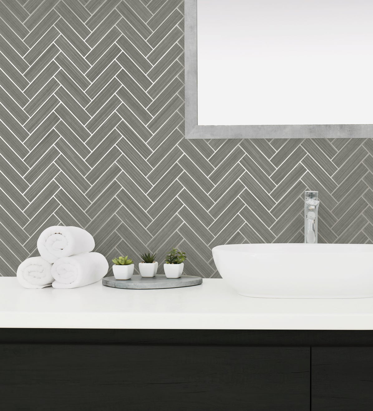 Herringbone Inlay Peel and Stick Removable Wallpaper