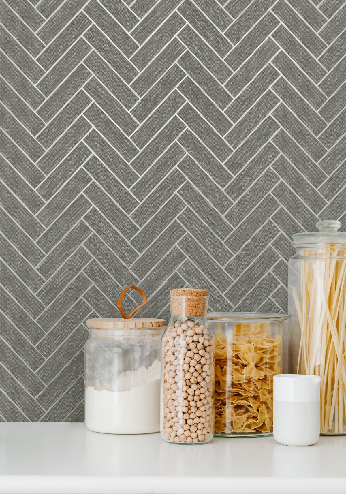 Herringbone Inlay Peel and Stick Removable Wallpaper