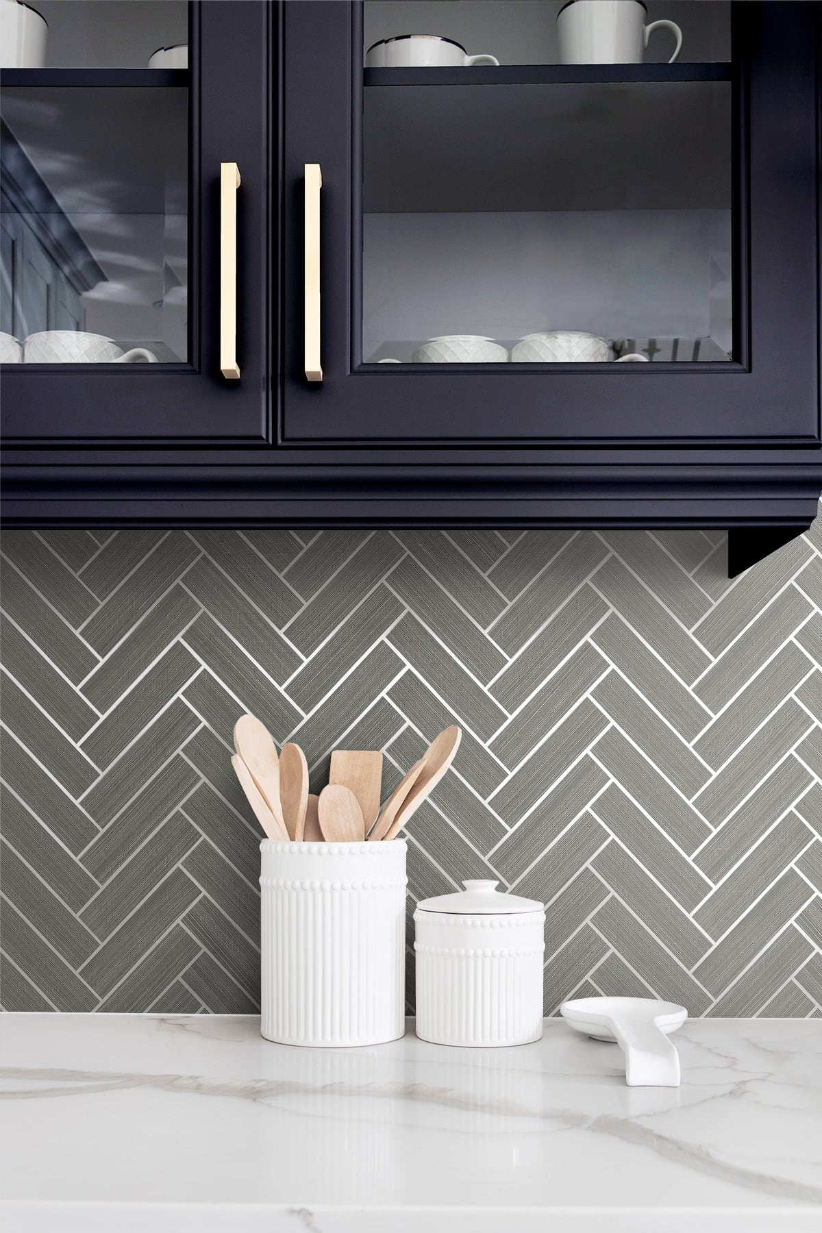 Herringbone Inlay Peel and Stick Removable Wallpaper