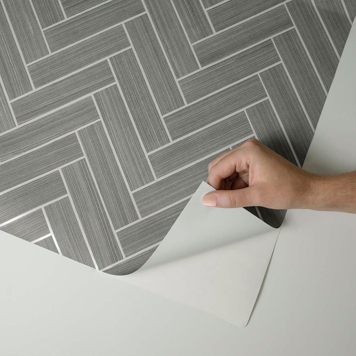 Herringbone Inlay Peel and Stick Removable Wallpaper