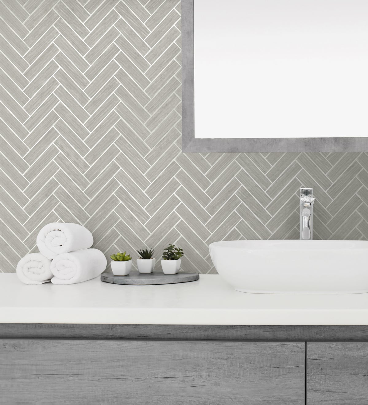 Herringbone Inlay Peel and Stick Removable Wallpaper