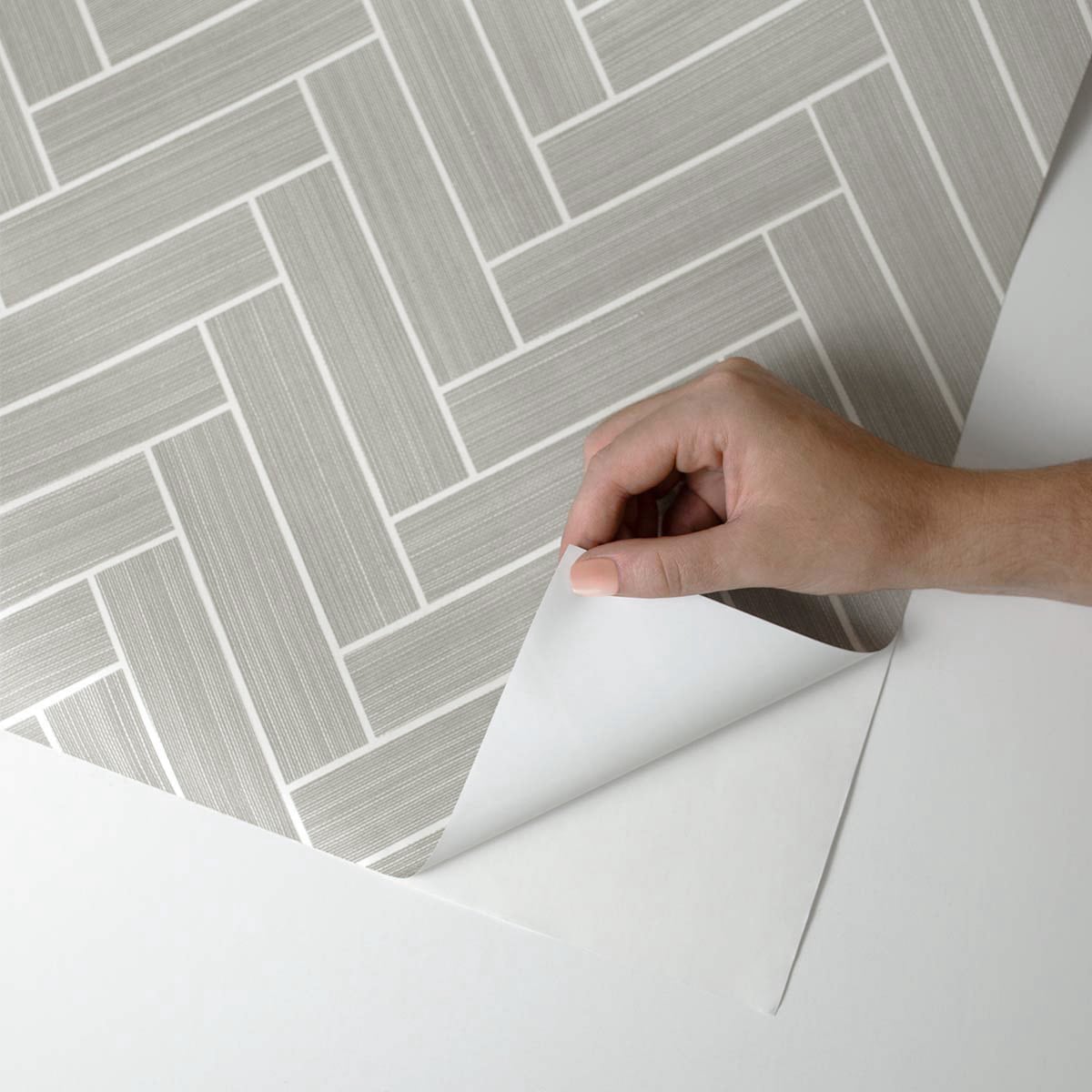 Herringbone Inlay Peel and Stick Removable Wallpaper