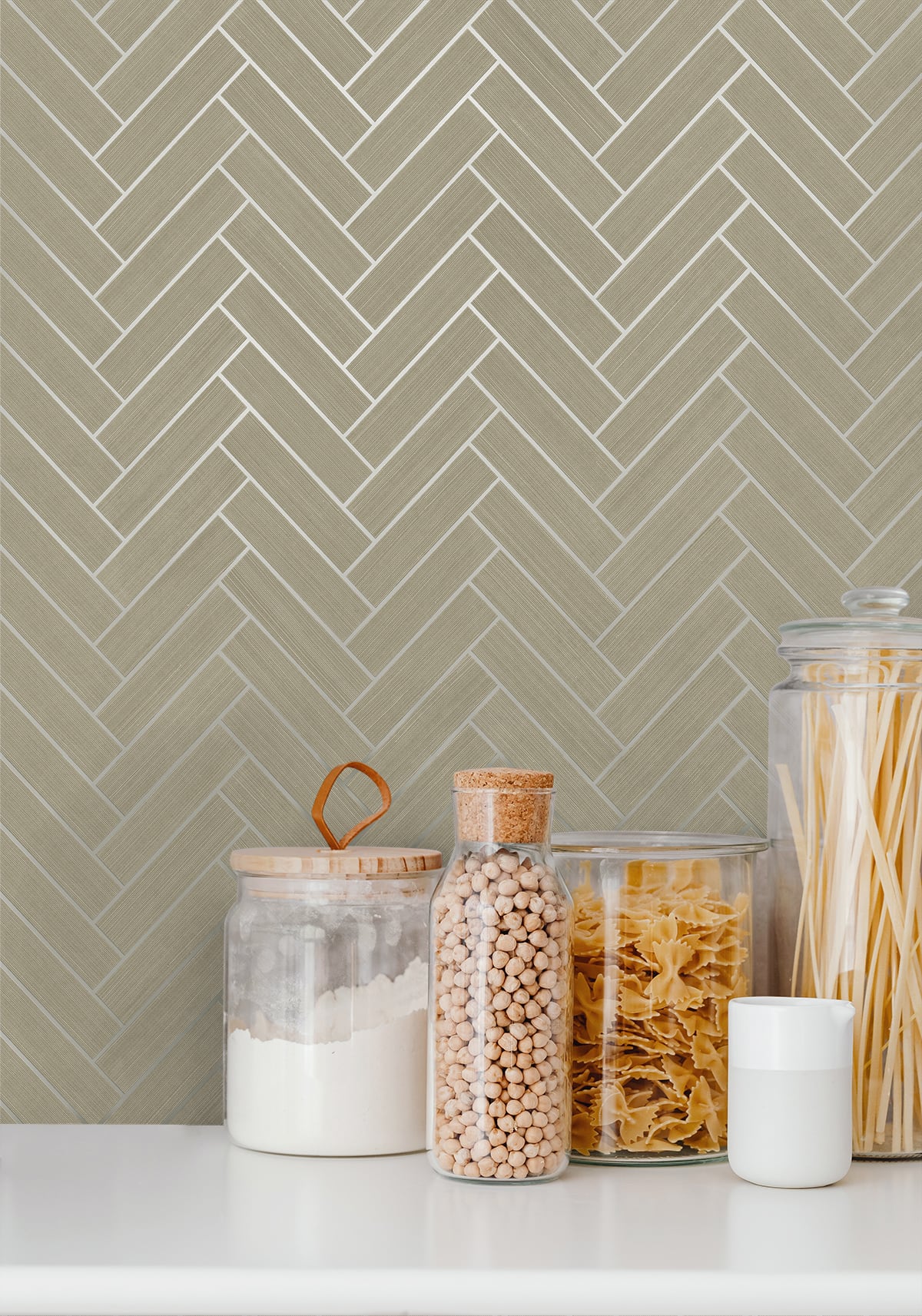Herringbone Inlay Peel and Stick Removable Wallpaper