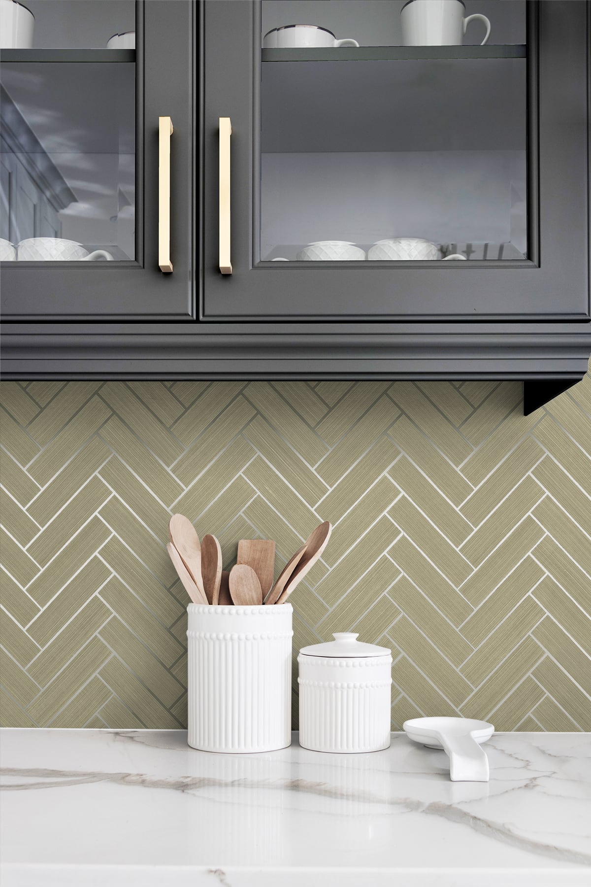 Herringbone Inlay Peel and Stick Removable Wallpaper