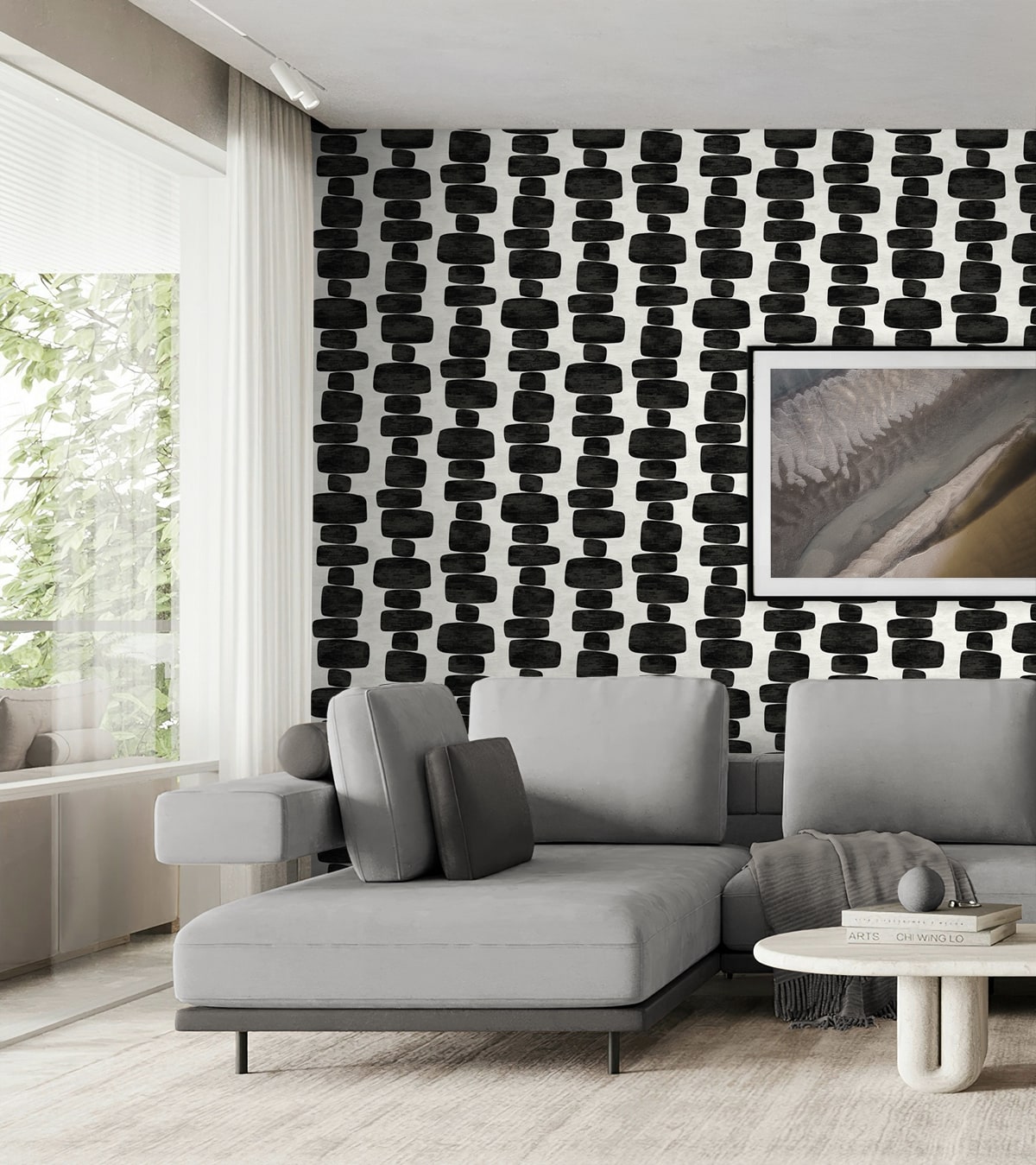 Stripe Block Contemporary Peel and Stick Removable Wallpaper