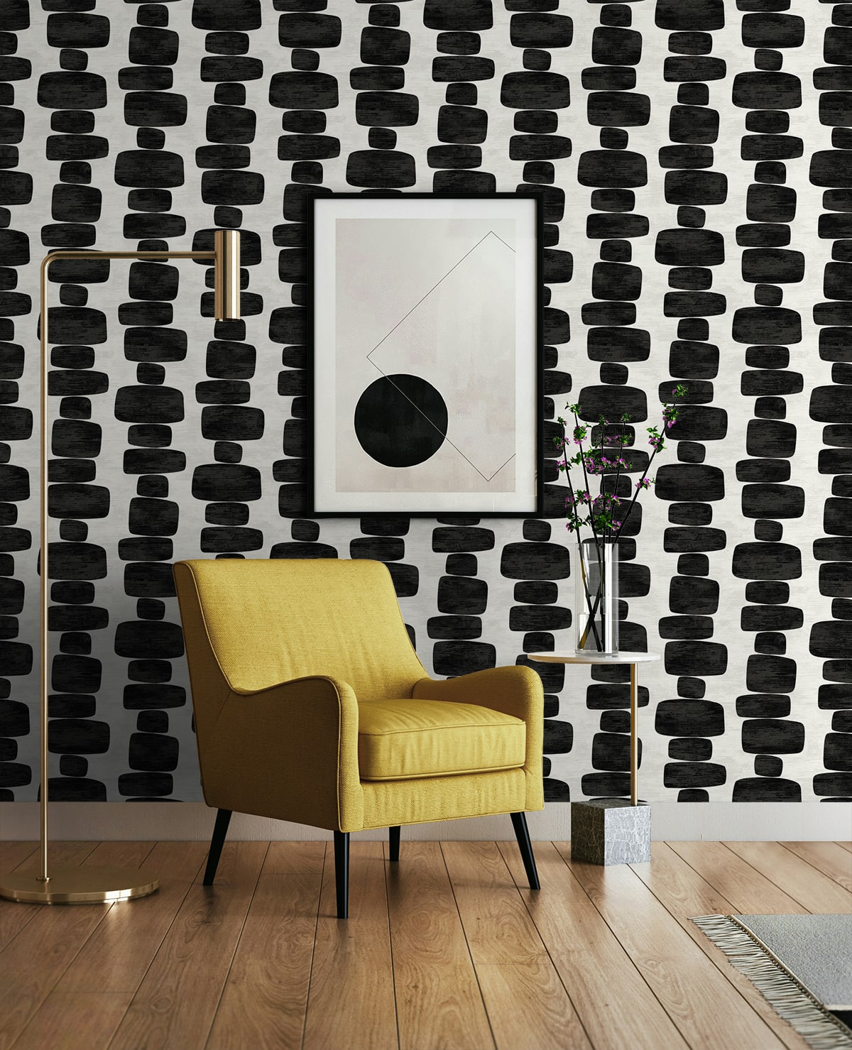 Stripe Block Contemporary Peel and Stick Removable Wallpaper