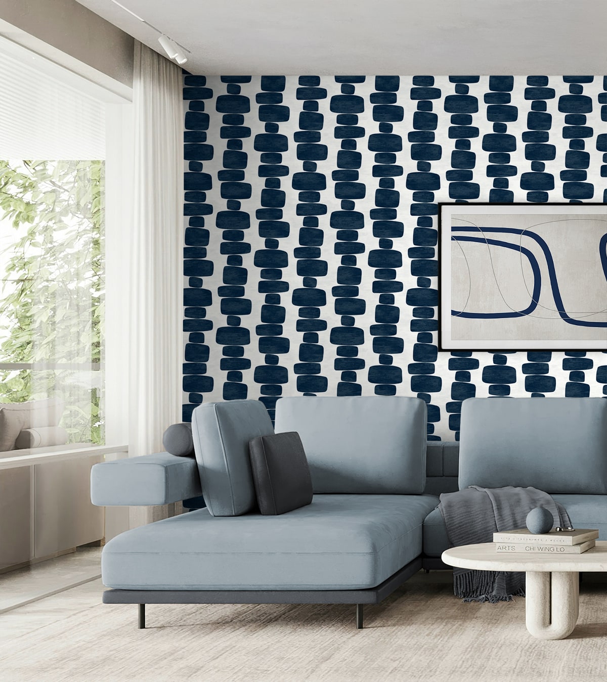 Stripe Block Contemporary Peel and Stick Removable Wallpaper
