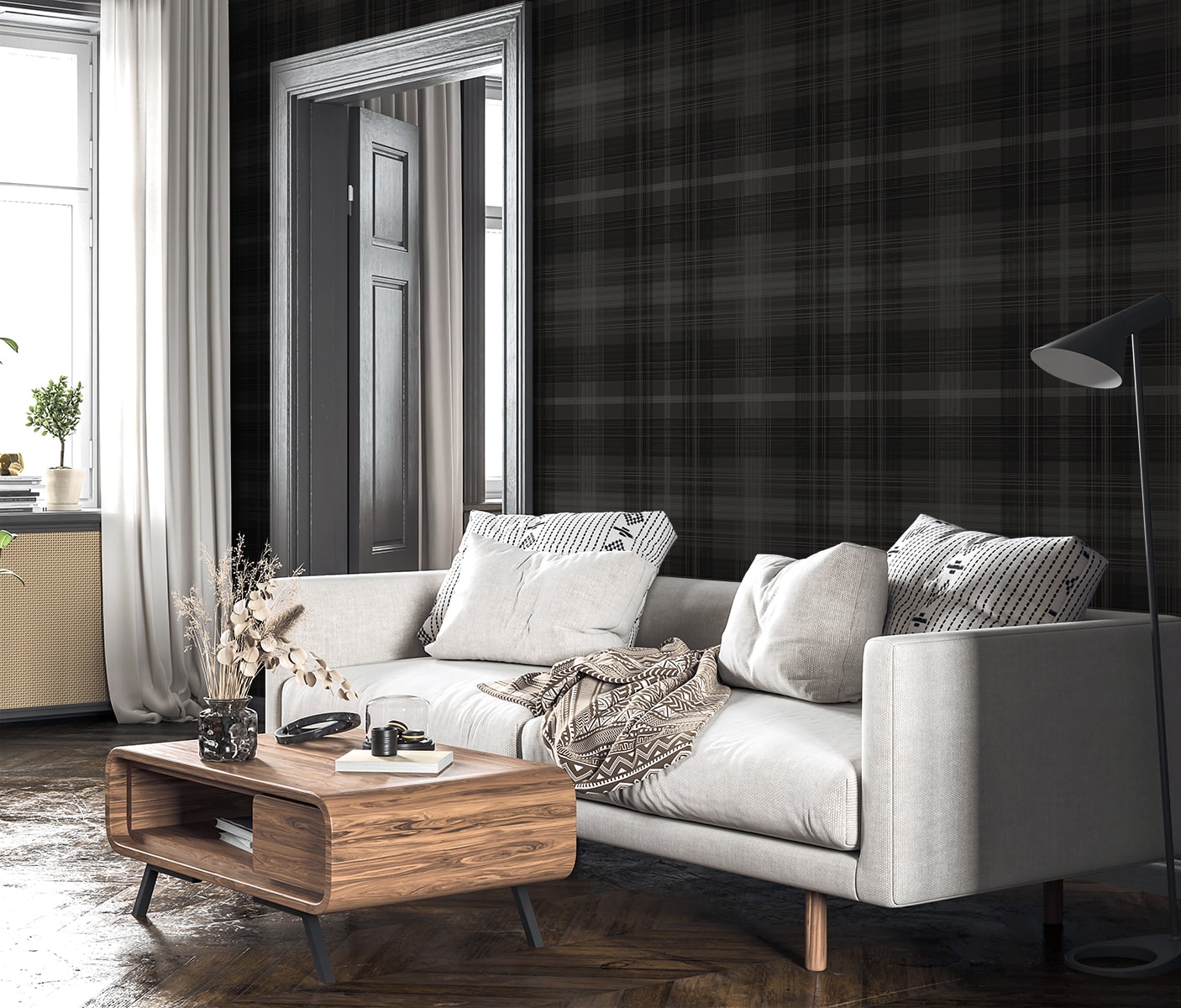 Crossroads Plaid Peel and Stick Removable Wallpaper