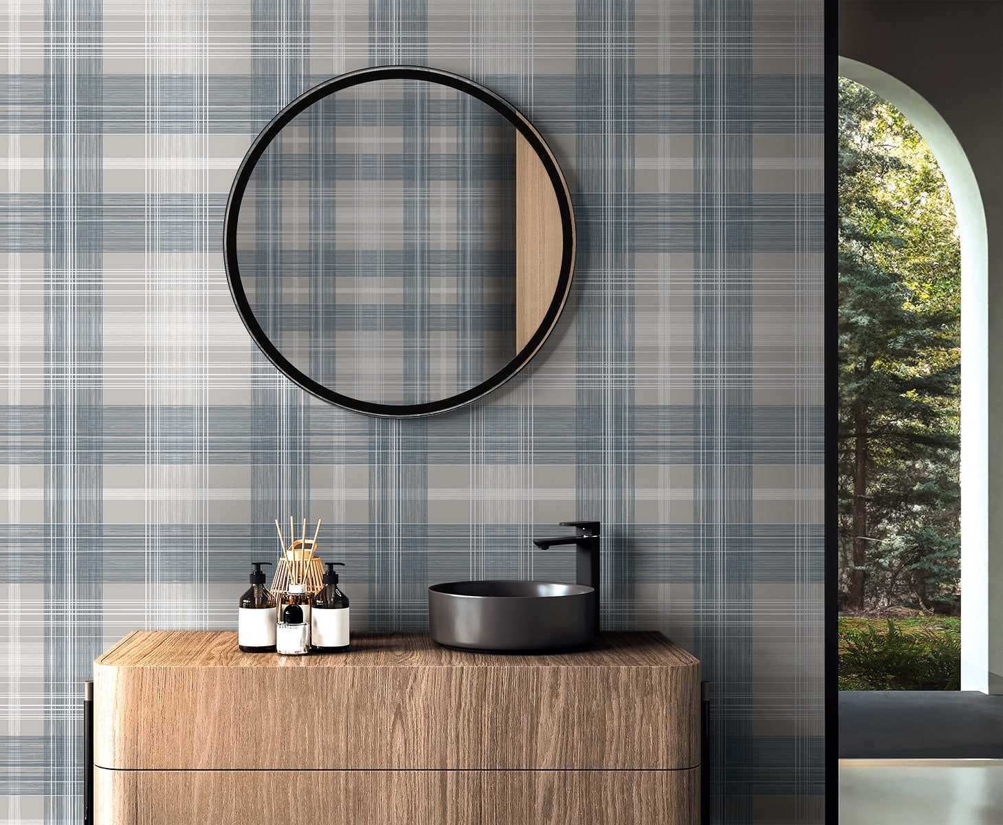 Crossroads Plaid Peel and Stick Removable Wallpaper