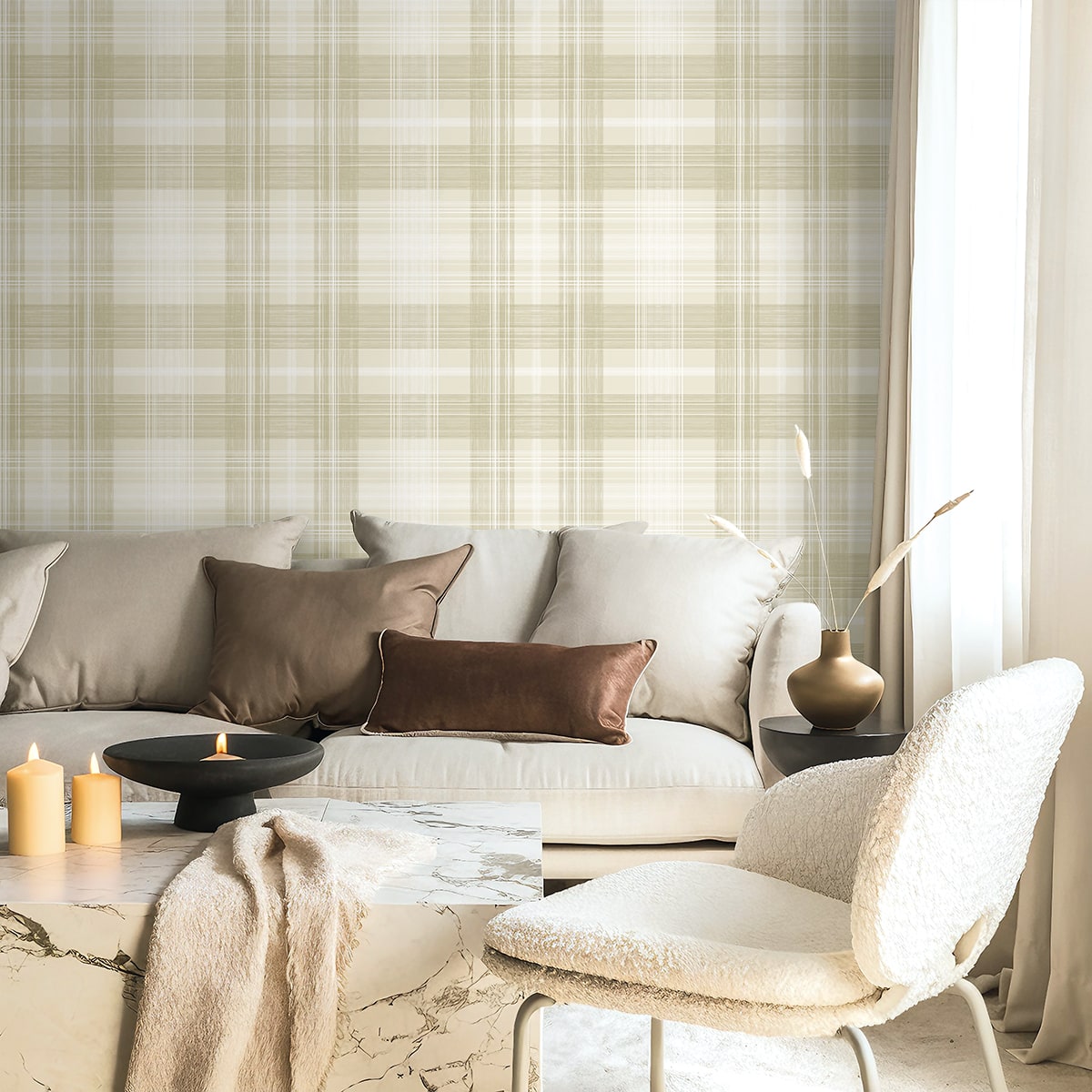 Crossroads Plaid Peel and Stick Removable Wallpaper