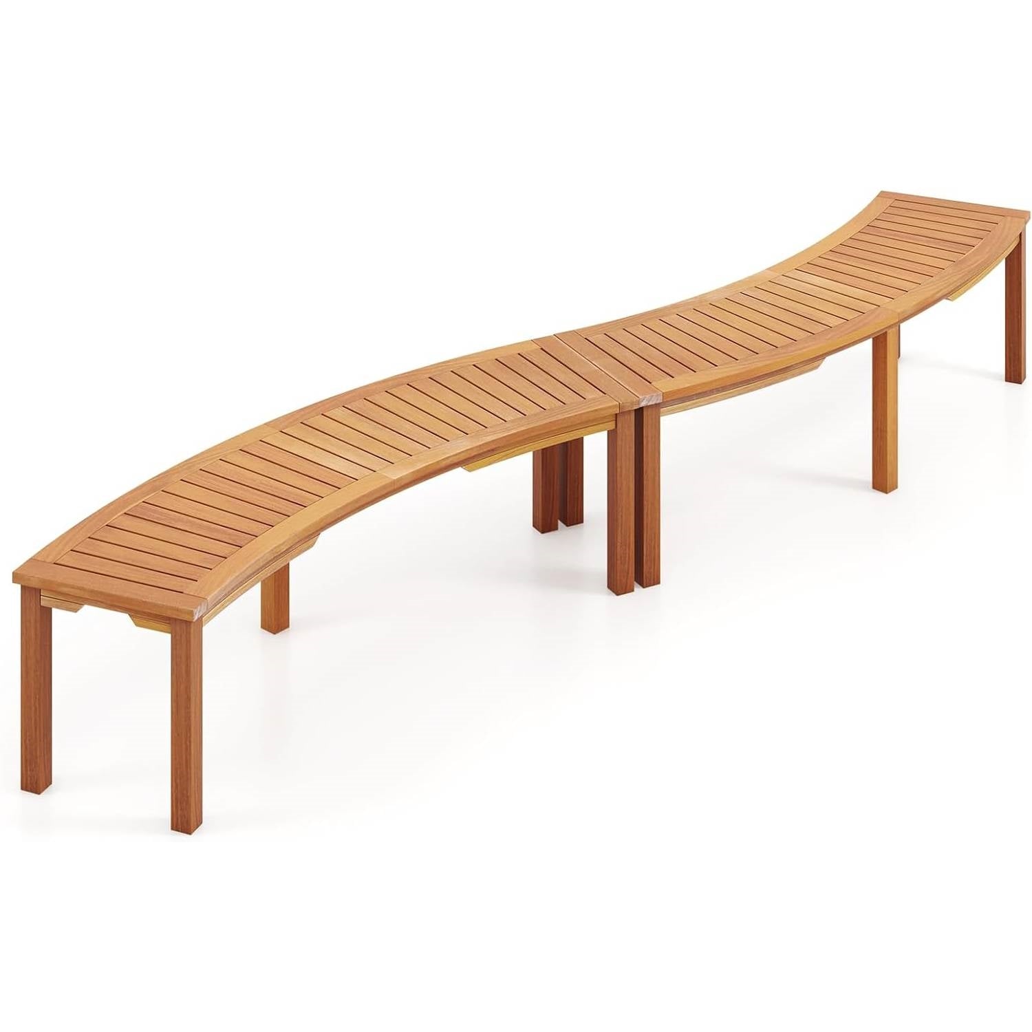 Set of 2 - Outdoor, Backless Garden Bench with Modern Arch Design