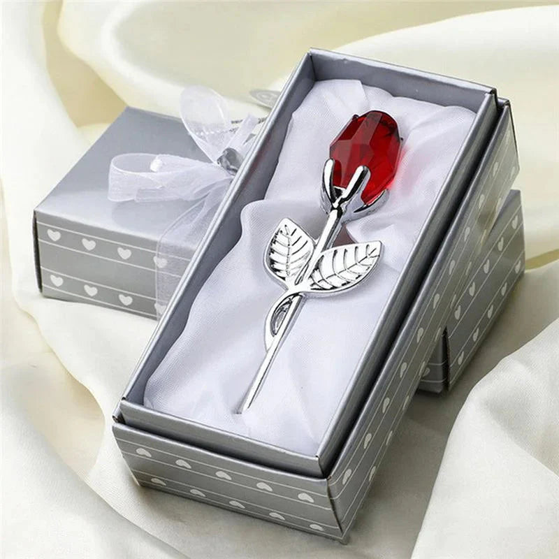 Crystal Glass Rose Flower Figurines, Valentine's Day
