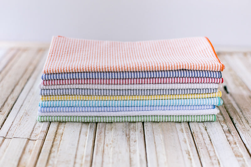 Seersucker Cloth Napkins - Vibrant, Easy-Care - Set of 8