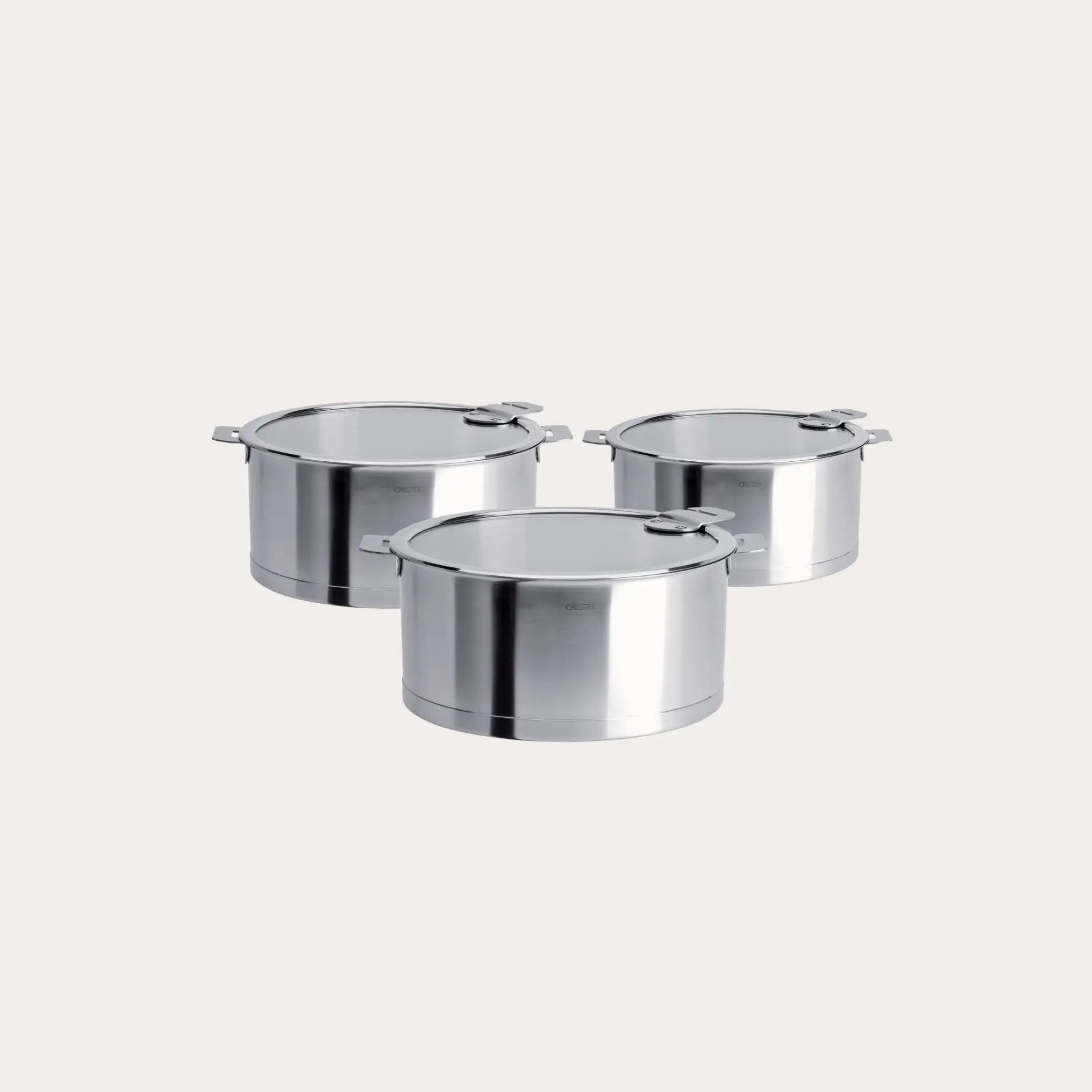 Cristel Set of 3 saucepans with lids