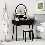 Small Vanity Makeup Dressing Table Set - Black