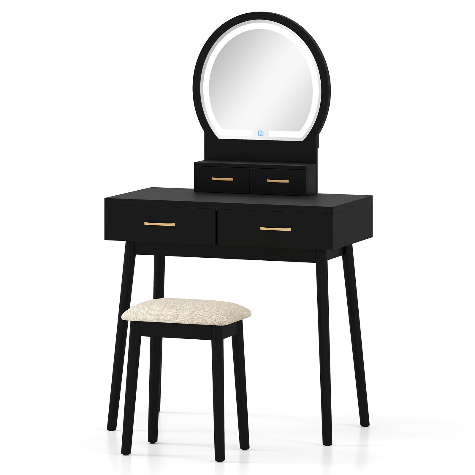 Small Vanity Makeup Dressing Table Set - Black