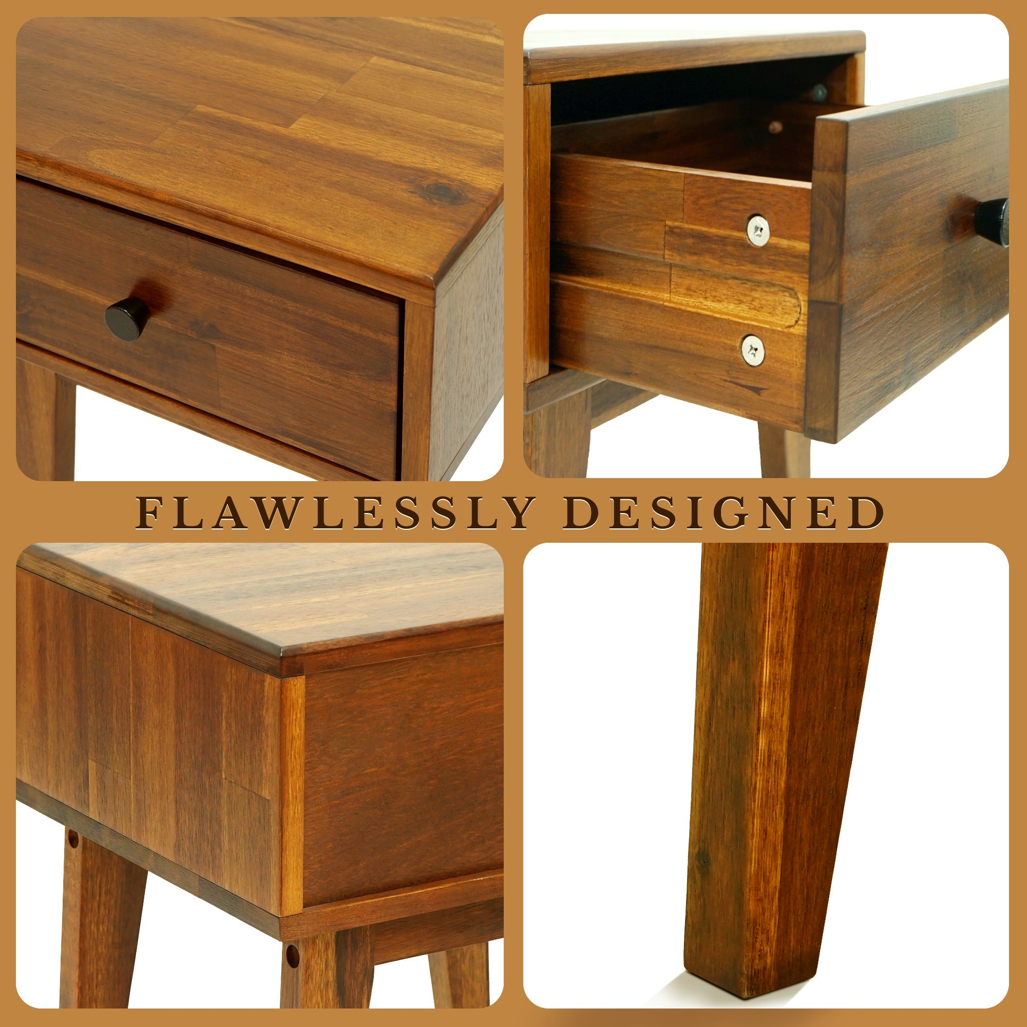 Acacia Sofia 1-Drawer Solid Wood Nightstand