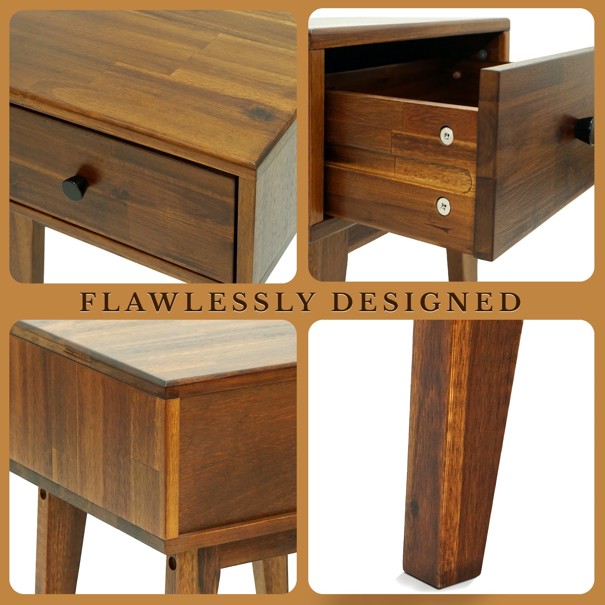 Acacia Sofia 1-Drawer Solid Wood Nightstand