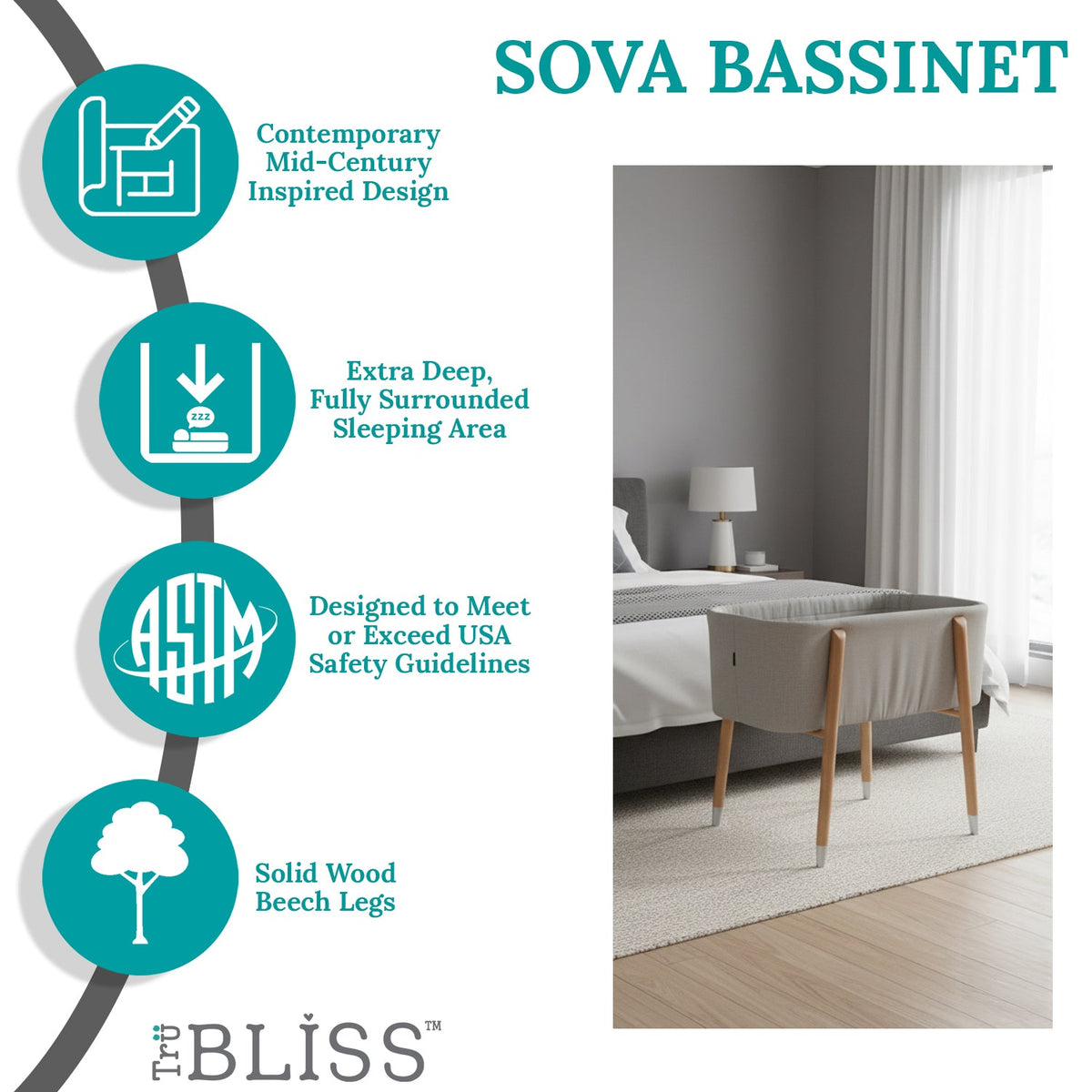 TruBliss® SOVA Bassinet - Newborn to 5 months