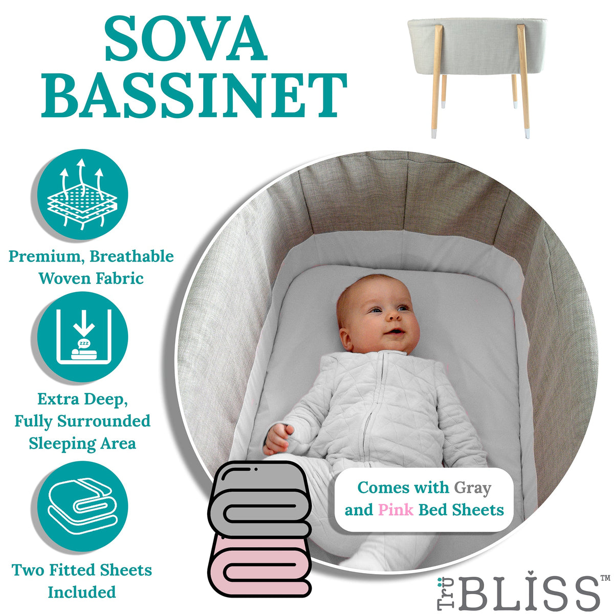 TruBliss® SOVA Bassinet - Newborn to 5 months