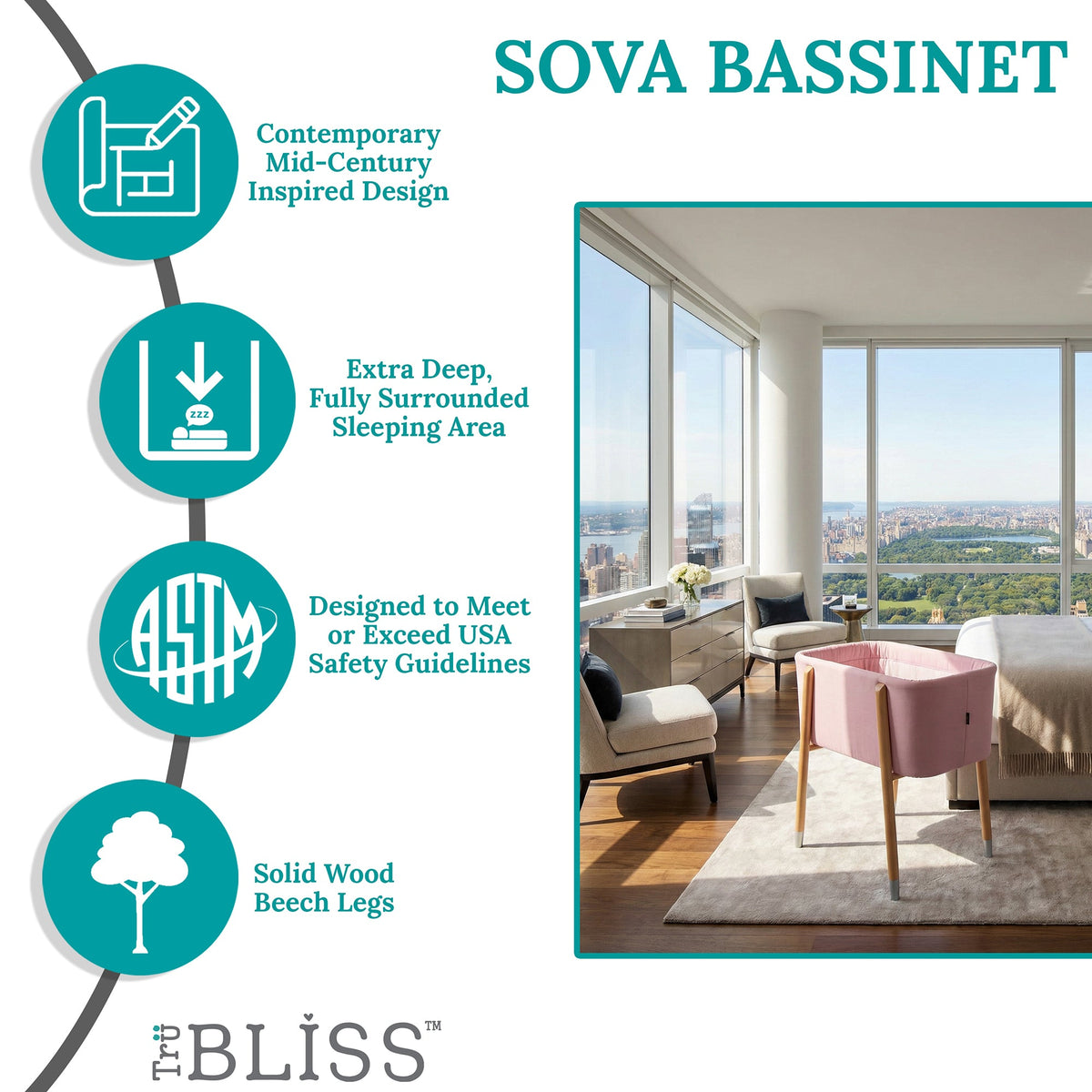 TruBliss® SOVA Bassinet - Newborn to 5 months