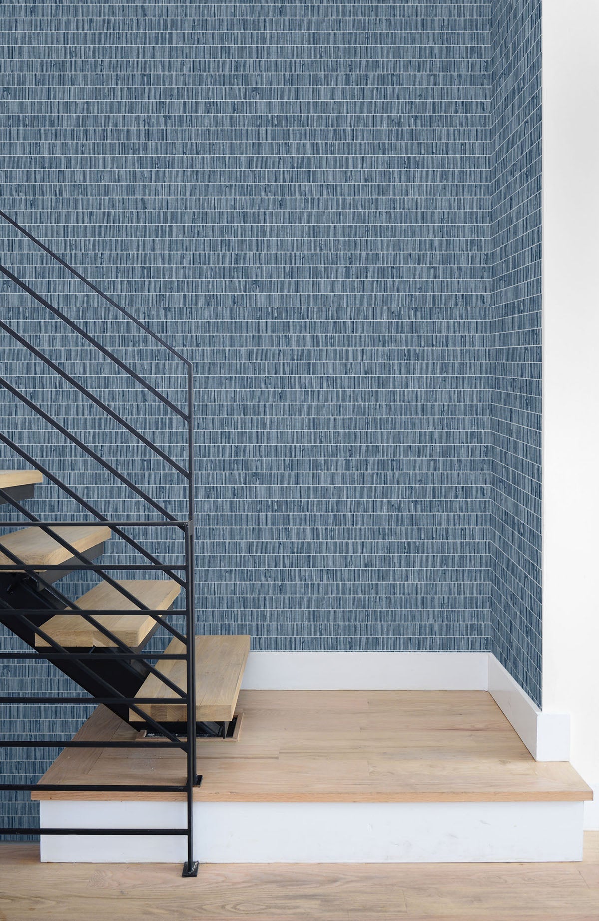 More Textures Blue Grass Band Shimmer Embossed Vinyl Unpasted Wallpaper