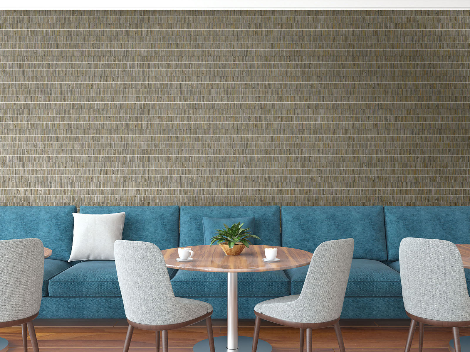 More Textures Blue Grass Band Shimmer Embossed Vinyl Unpasted Wallpaper