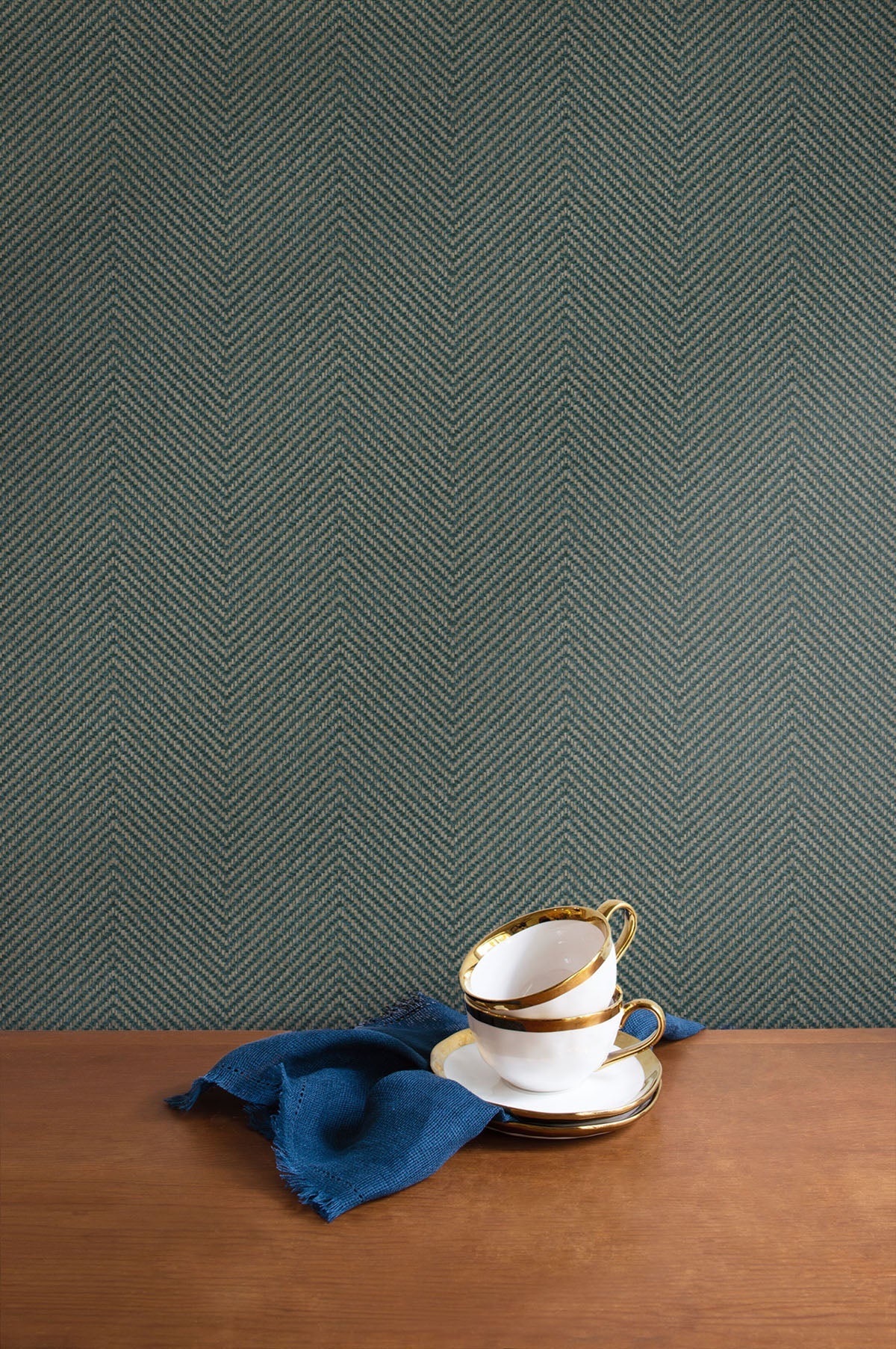 More Textures Café Chevron Embossed Vinyl Unpasted Wallpaper