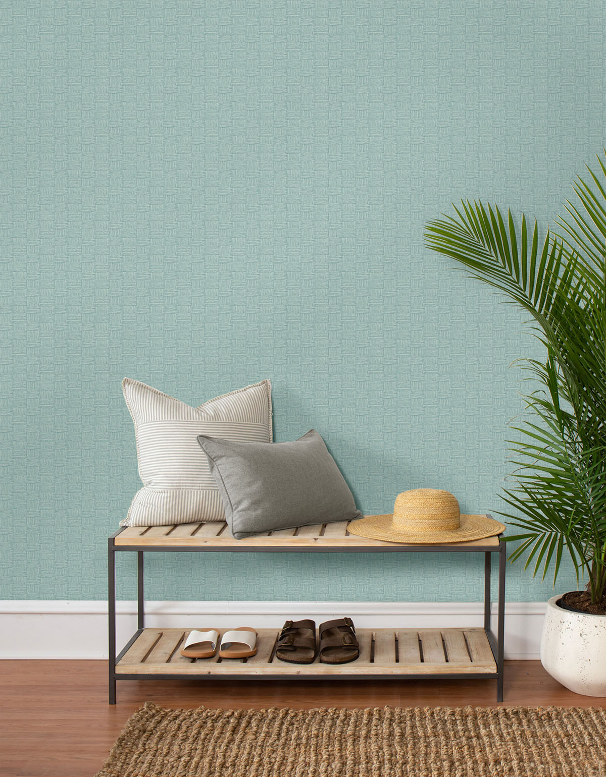 More Textures Seagrass Weave Embossed Vinyl Unpasted Wallpaper