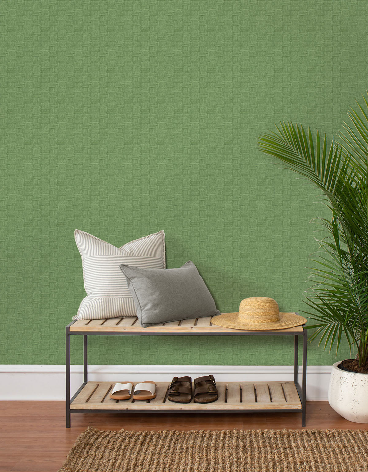 More Textures Seagrass Weave Embossed Vinyl Unpasted Wallpaper