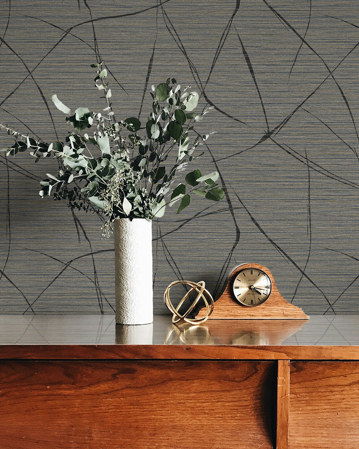 Fibers and Threads Davenport Sketch Abstract Embossed Vinyl Unpasted Wallpaper