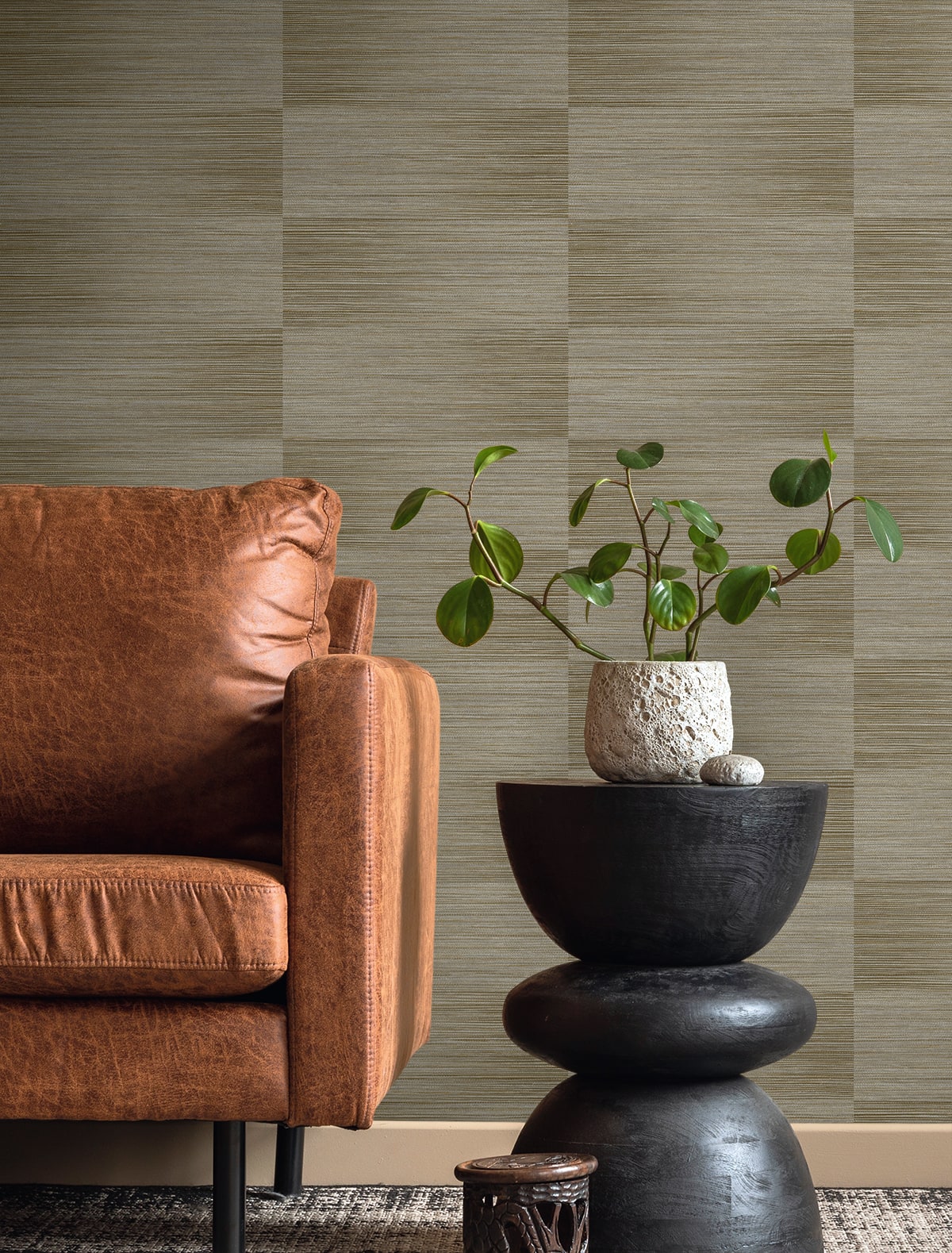 Fibers and Threads Moston Striped Embossed Vinyl Unpasted Wallpaper