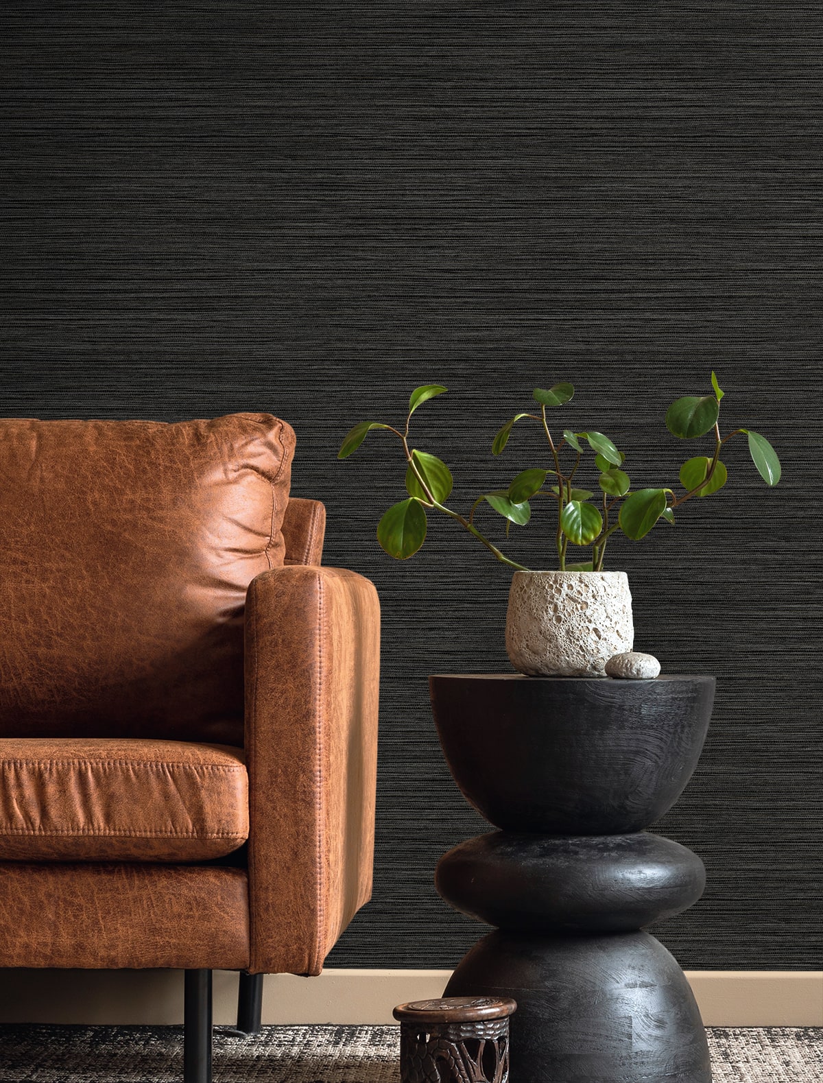 Fibers and Threads Newton Faux Sisal Embossed Vinyl Unpasted Wallpaper