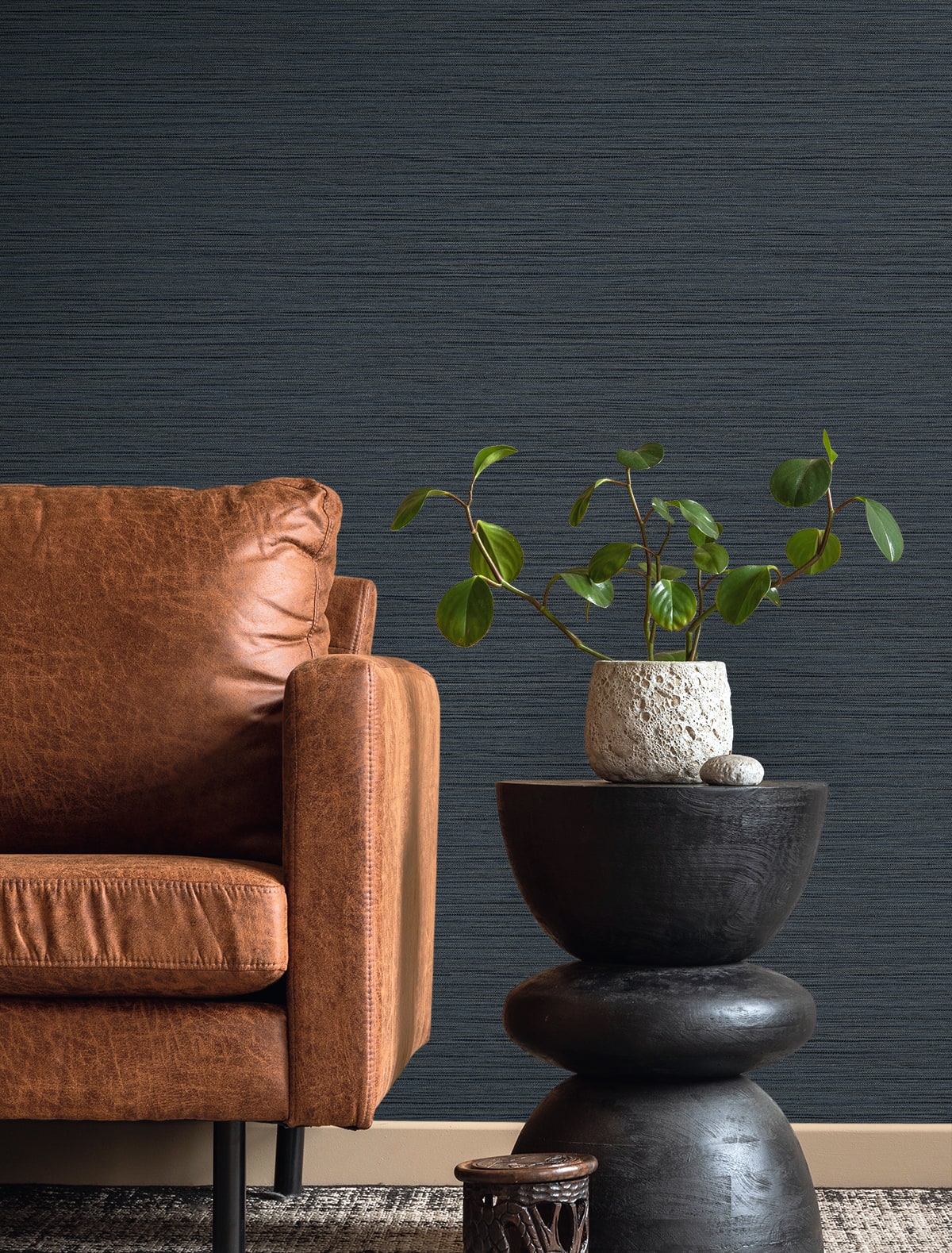 Fibers and Threads Newton Faux Sisal Embossed Vinyl Unpasted Wallpaper