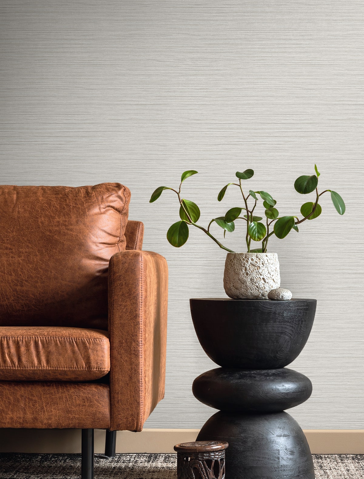 Fibers and Threads Newton Faux Sisal Embossed Vinyl Unpasted Wallpaper