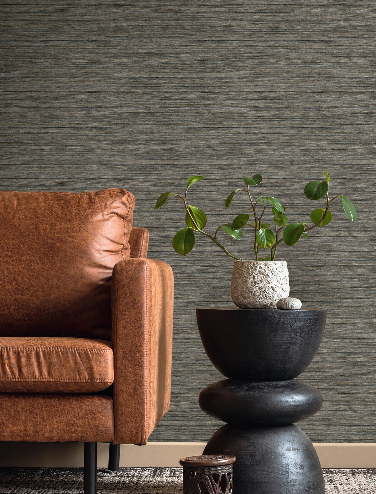 Fibers and Threads Newton Faux Sisal Embossed Vinyl Unpasted Wallpaper