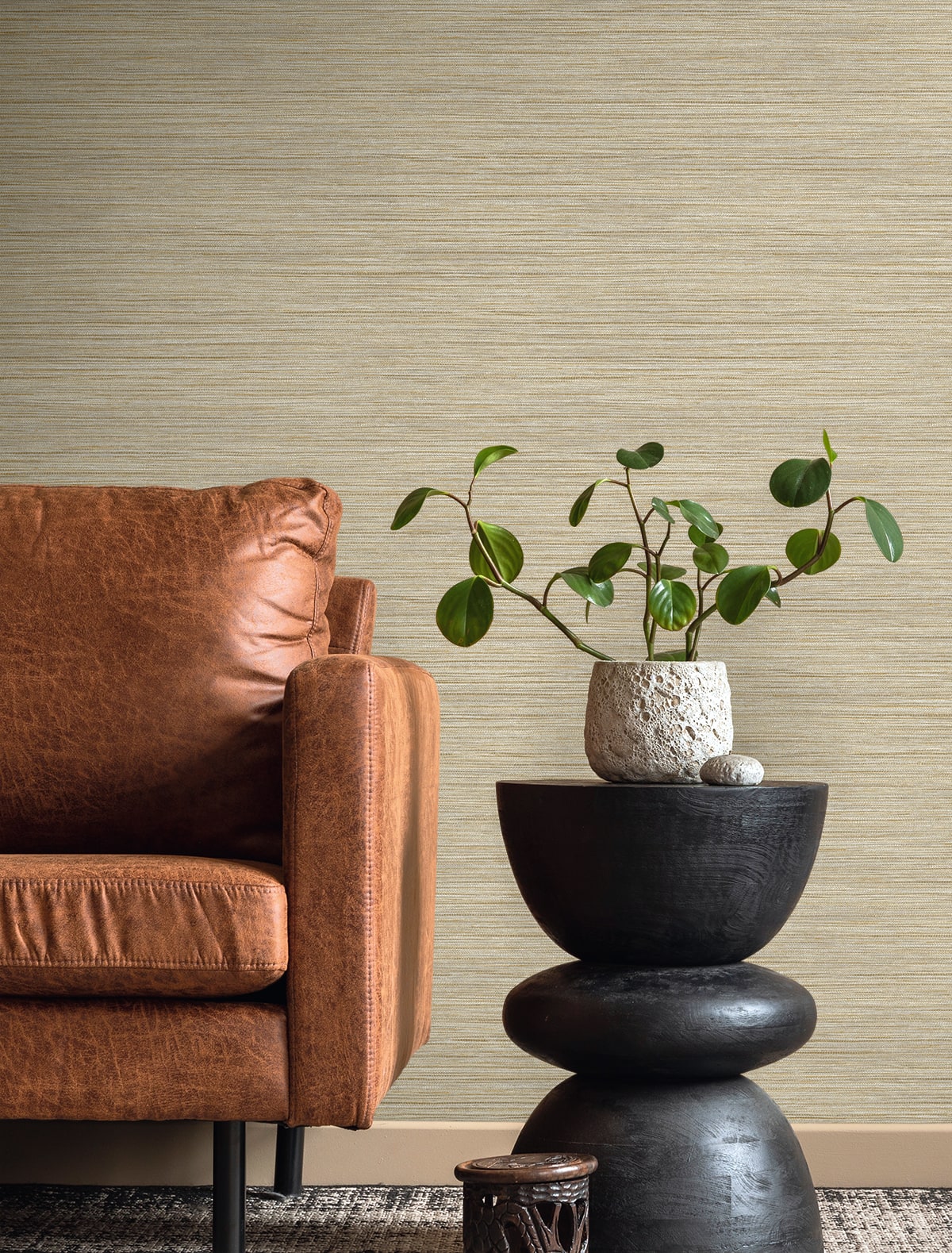 Fibers and Threads Newton Faux Sisal Embossed Vinyl Unpasted Wallpaper