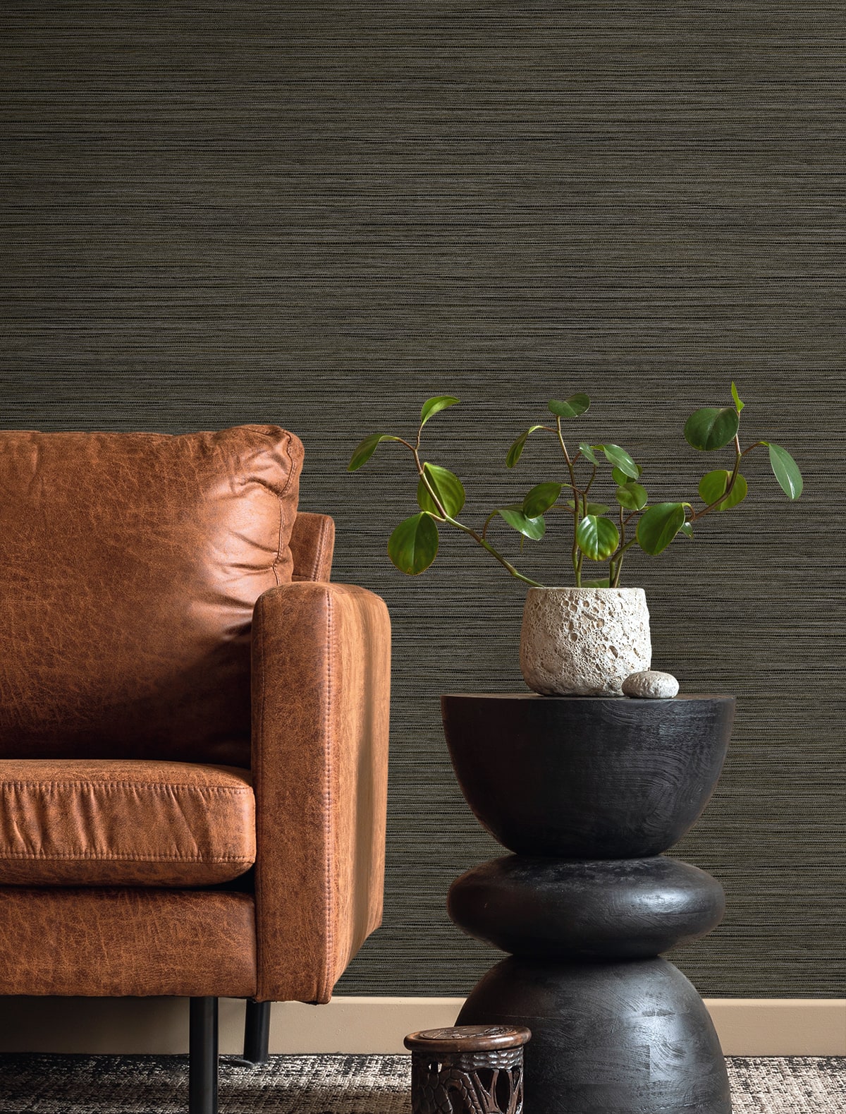 Fibers and Threads Newton Faux Sisal Embossed Vinyl Unpasted Wallpaper